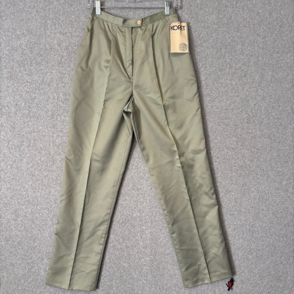 Vintage 80s Koret Women's 12 High Waisted Pleated Trousers Sage Green USA Made